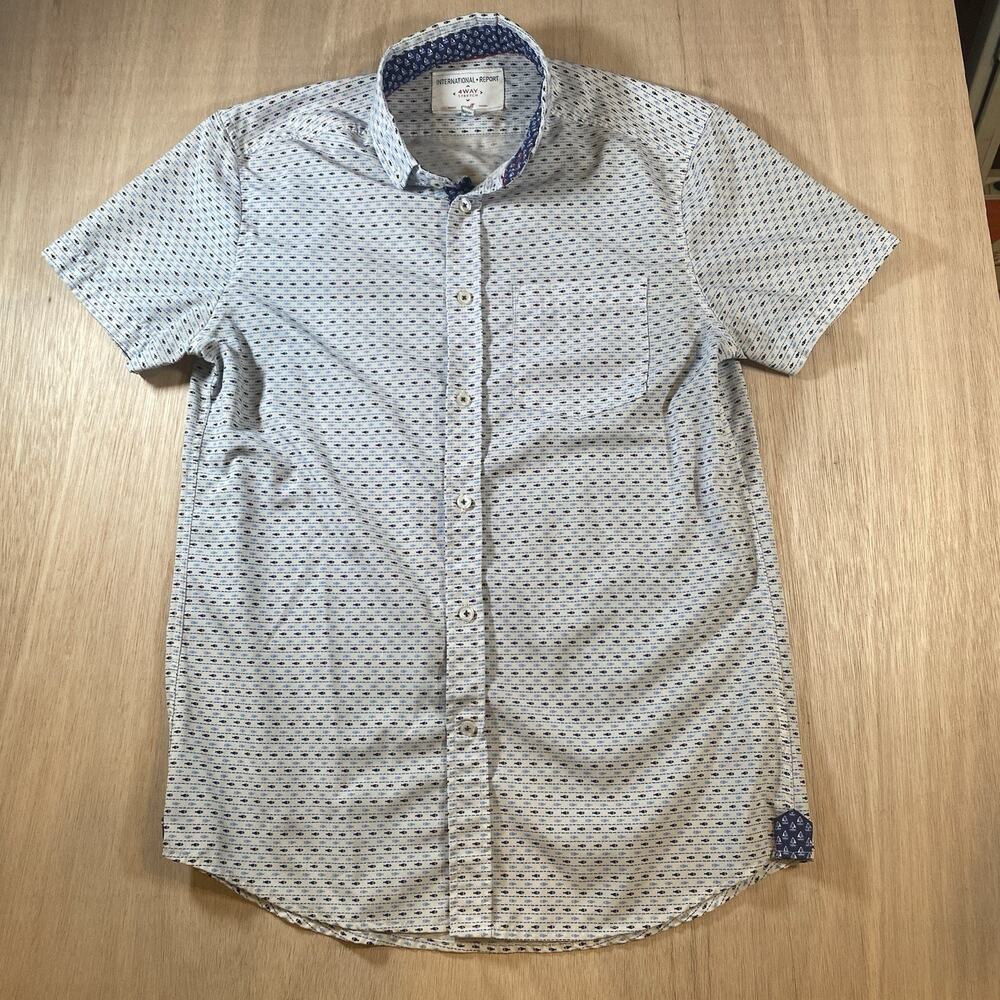 International Report Mens Short Sleeve Button Front Nautical Print Shirt Size S
